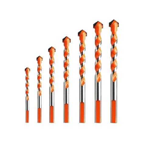 3-12mm Multifunktionales Dreieckbohrer-Diamantbohrer-Set for Keramikfliesen, Beton, Ziegel, Holz, Lochsäge, Metallbohrer(7 PCS Set Orange Red) von MalUanqq