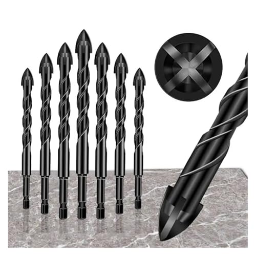 4-kant Kreuz Hex Bohrer Bit Set for Beton Porzellan Fliesen Metall Bohrer Bits Kit Werkzeuge Hartmetall Bohrer 3/4/5/6/7/8/10/12mm(5pcs 5 6 8 10 12) von MalUanqq