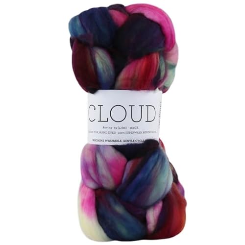 Malabrigo Wolle Cloud handgefärbter Merinowolle Kammzug Spinnfasern, Spinnwolle wie Nube nur superwash, 113 g zum Handspinnen mit Spinnrad oder Spindel (Aniversario) von Malabrigo