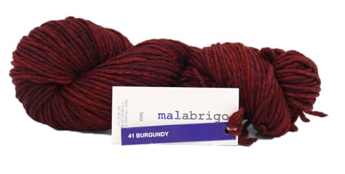 Malabrigo Wolle Twist, Merinowolle Garn handgefärbt, Dicke Häkelwolle, Strickgarn, 100g (Burgundy) von Malabrigo