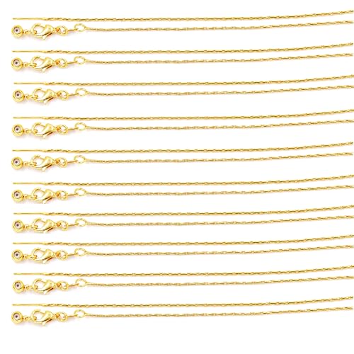 Malahill Hochwertige Schmuckketten für Schmuck- und Halskettenherstellung, 1,2 mm x 45 cm, Bambuskette mit allmächtigem Verschluss, 18 Karat Gold von Malahill