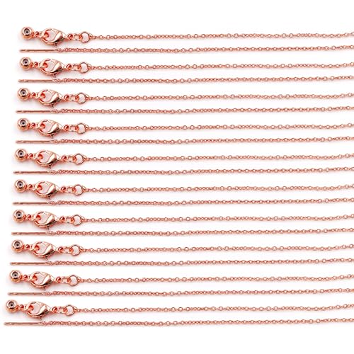 Malahill Hochwertige Schmuckketten für die Schmuck- und Halskettenherstellung, 1,4 mm x 45 cm, O-Kette mit allmächtigem Verschluss, Roségold von Malahill