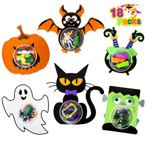 Halloween-Partygeschenke für Kinder, 18 Halloween-Karten mit befüllbaren Kunststoffkuppeln, Partyzubehör, Spielzeug, Großpackung, Halloween-Piñata-Füllung, Halloween-Leckereien, Taschenfüller, von Malhaii