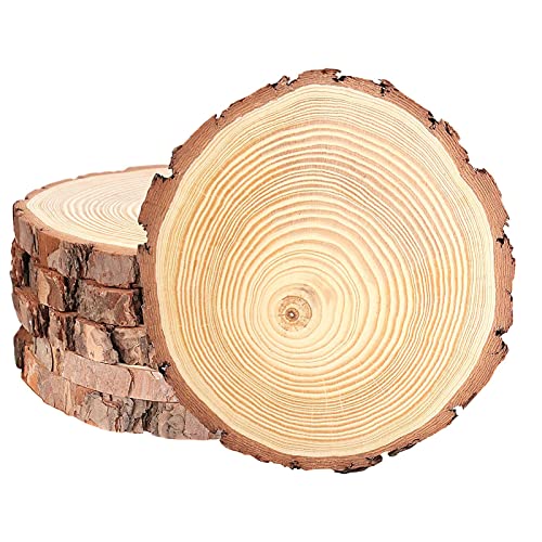 6 Stück Natürliche Holzscheiben, 18–20 cm Runde Holzscheitscheiben, Unvollendete Holzkreise Ungebohrte Holzkreise für DIY Rustikale Hochzeitsdekoration rustikale Hochzeitsdekoration von Malloom