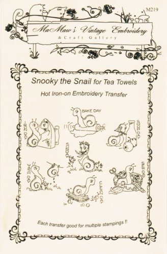 Snooky the Snail Hot Iron Embroidery Transfers by Mamaw's Vintage Embroidery von Mamaw's Vintage Embroidery