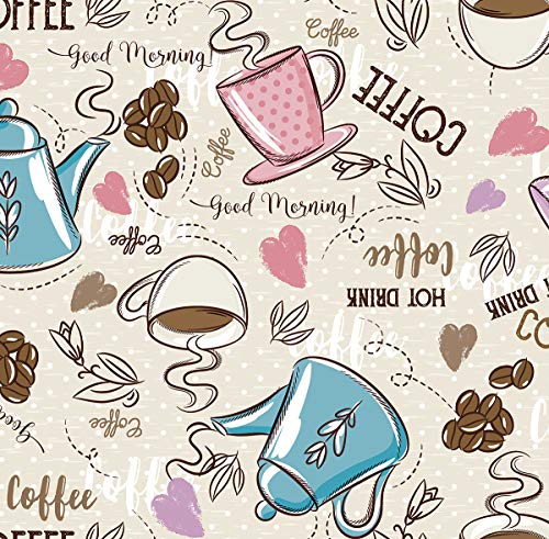 Mambo-Design PVC Tischdecke Anneliese Coffee Kaffee bunt Wachstuch NEU • Breite & Länge wählbar • abwaschbar, Größe:140 x 100 cm von Mambo-Design