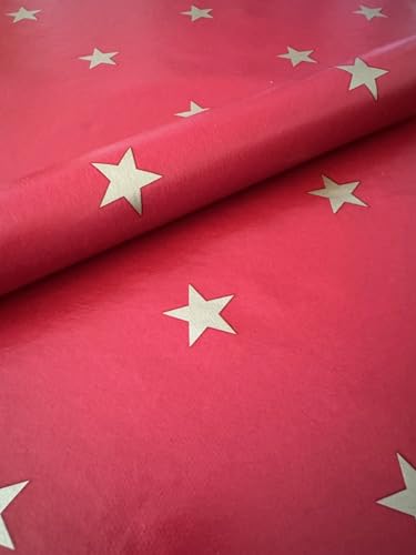 PVC Tischdecke Star rot Sterne Gold Wachstuch Weihnachten· Eckig · Länge & Breite wählbar · abwaschbare Tischdecke Weihnachten, Größe:100 x 200 cm von Mambo-Design