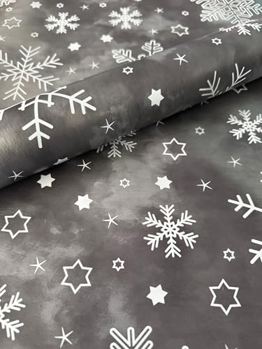 PVC Wachstuch Tischdecke EISKRISTALL Christmas grau anthrazit Eckig Breite & Länge wählbar abwaschbar, Größe:100 x 200 cm von Mambo Design