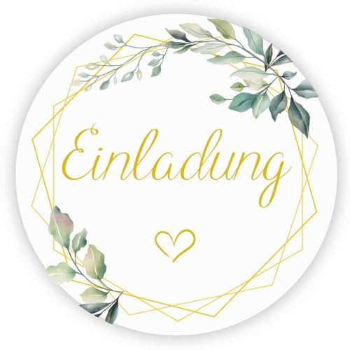 MameArt 100stk 4cm Einladung Aufkleber, Kranz Sticker für Hochzeit Gastgeschenk Taufe Kommunion Geburtstag Feste Geschenke Präsente (Einladung 1) von MameArt