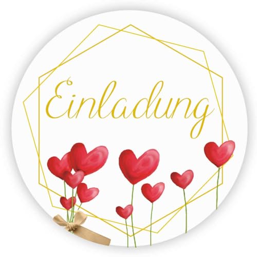 MameArt 100stk 4cm Einladung Aufkleber, Kranz Sticker für Hochzeit Gastgeschenk Taufe Kommunion Geburtstag Feste Geschenke Präsente (Einladung 4) von MameArt