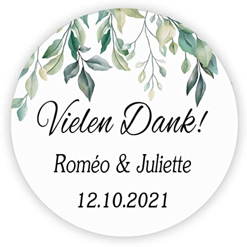 MameArt 50stk Aufkleber Personalisiert Hochzeit Vielen Dank, 4cm Sticker für Hochzeit Taufe Kommunion Geburtstag Feste Geschenke Präsente (DE01) von MameArt