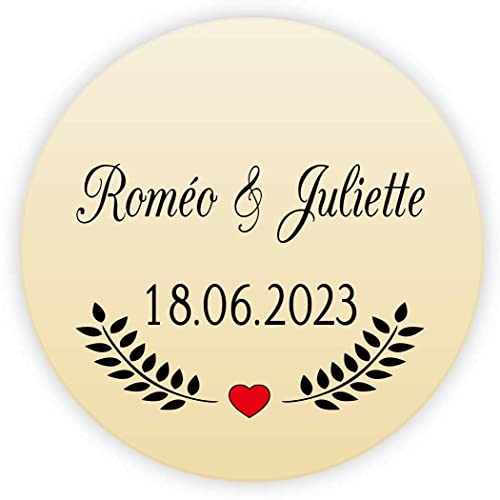 MameArt 50stk 4cm Aufkleber Hochzeit Personalisiert, Sticker für Hochzeit Selbstgemacht Taufe Kommunion Geburtstag Feste Geschenke Präsente (Gold A) von MameArt