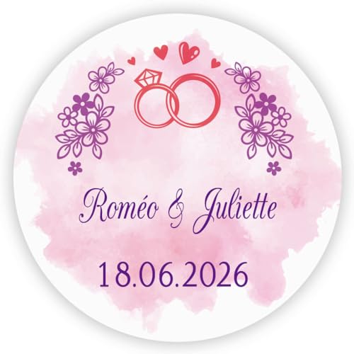 MameArt 50stk 4cm Aufkleber Personalisiert Hochzeit, Kreative DIY Sticker für Hochzeit Taufe Kommunion Geburtstag Feste Geschenke Präsente (Herz 1) von MameArt