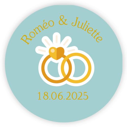 MameArt 50stk 4cm Aufkleber Personalisiert Hochzeit, Kreative DIY Sticker für Hochzeit Taufe Kommunion Geburtstag Feste Geschenke Präsente (Herz 3) von MameArt