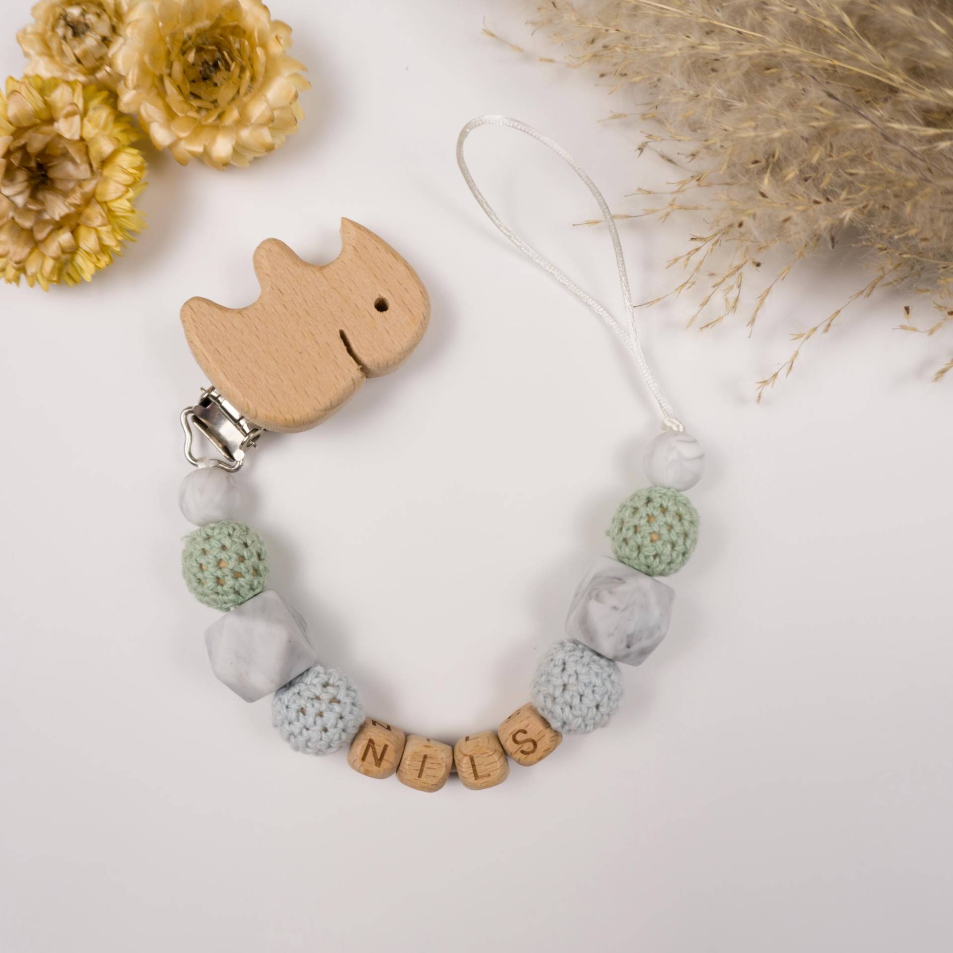 Personalisierte Schnullerkette Mit Namen, Babygeschenk, Nuckelkette, Geburt, Geschenk, Schnullerclip von MamisharkDesigns