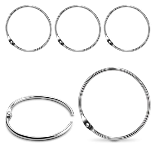 15 Stück große Loseblatt-Binderinge aus Metall für Karteikarten, Schlüsselanhänger, Zuhause, Büro, Schule, Silber, 63 mm von ManTangSun