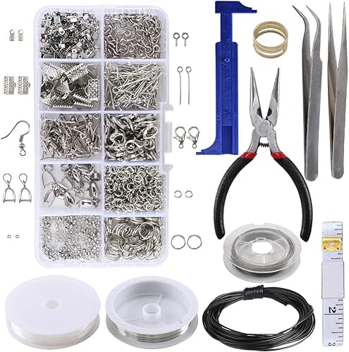 VARUN ManYee Kit zur Schmuckherstellung, Reparatur-Set für Schmuck, Starter-Set (Silber), Zubehör für DIY-Schmuck, Halsketten, Ohrringe, Armbänder, Charms ECT von VARUN