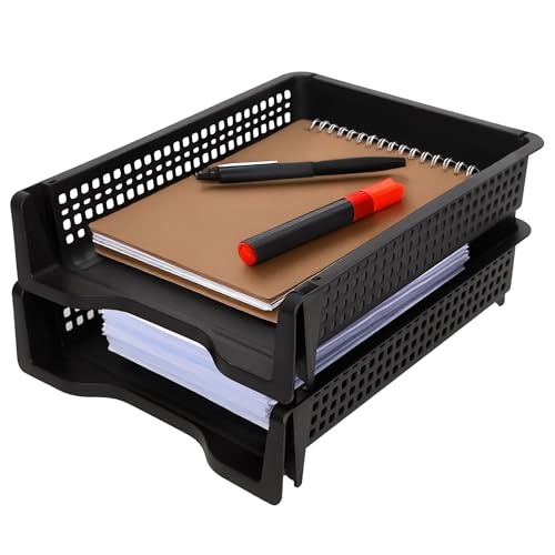 Briefablage Schreibtisch-Organizer – stapelbarer Papier-Organizer für Zuhause und Büro, langlebige Kunststoff-Papierablage für Schreibtisch, A4- und Brief-Größe (schwarz) von Manaloom