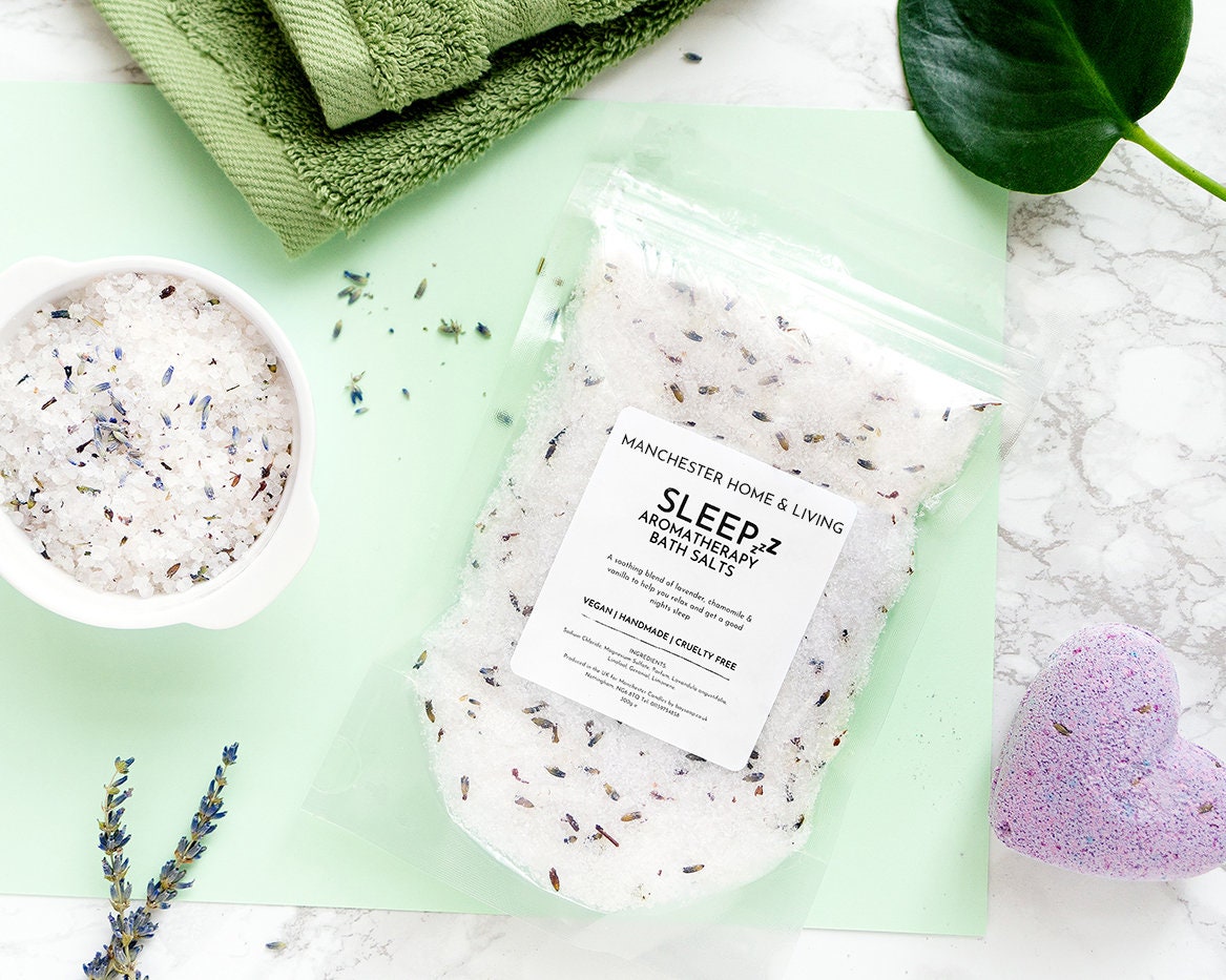 Lavendel Epsom Badesalz | Aromatherapie Schlafbadesalz Wellness-Self-Care-Geschenk Totes Meer Salz Geschenk Set Schlaf Himalaya von ManchesterHomeLiving