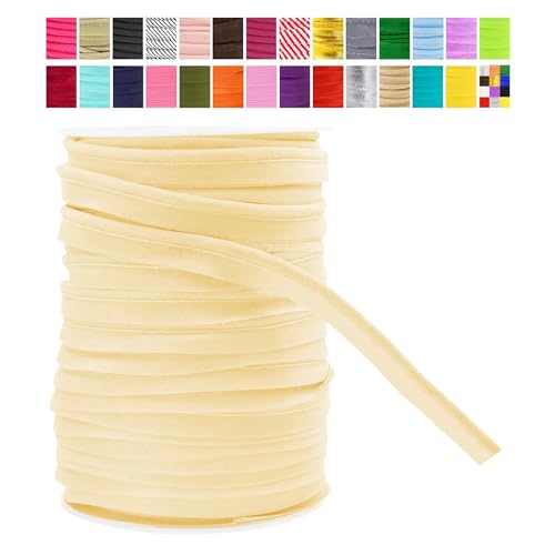 Mandala Crafts Bananencreme Maxi Paspelband Schrägband mit Schweißschnur für Polster Kederborte - Bananencreme Paspelschnur Bananencreme Borte zum Nähen - 1/2 Zoll 50 Yards Lip Cord Trim von Mandala Crafts