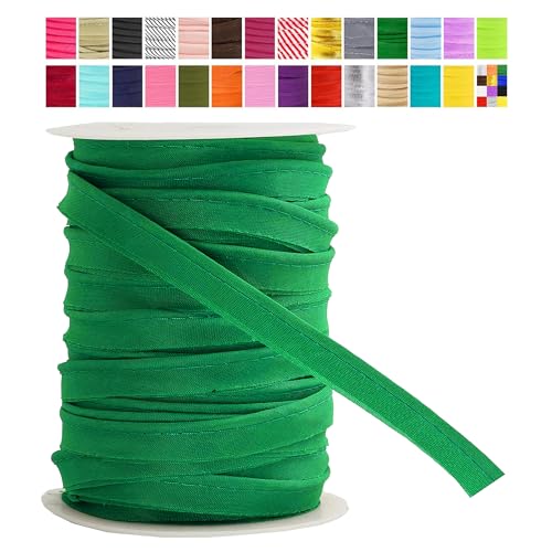 Mandala Crafts Kelly Green Maxi Bias Tape with Welting Cord for Paspeling Trim - Kelly Green Piping Cord Kelly Green Trim for Sewing - 1/2 Inch 50 Yards Lip Cord Trim von Mandala Crafts