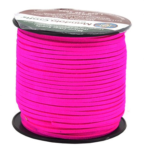 Mandala Crafts Lederband, 2,65 mm breit, für Schmuckherstellung, flache Mikrofaser, Kunst-Wildleder, 2,65 mm breit neon pink von Mandala Crafts