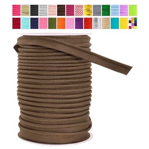 Mandala Crafts Mocca Brown Maxi Keder Schrägband mit Schweißschnur für Polster Keder Zierleiste - Mokka Braun Kederschnur Mokka Braun Trim zum Nähen - 1/2 Zoll 50 Yards Lip Cord Trim von Mandala Crafts