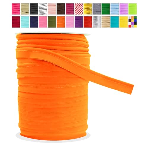 Mandala Crafts Neon Orange Maxi Paspelband Schrägband mit Schweißschnur für Polster Keder Zierleiste - Neon Orange Paspelschnur Neon Orange Trim zum Nähen - 1/2 Zoll 50 Yards Lip Cord Trim von Mandala Crafts