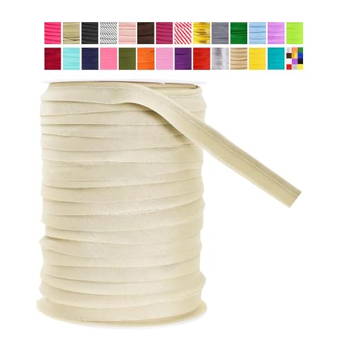Mandala Crafts Weizen Maxi Bias Tape mit Schweißschnur für Polster Keder Trim - Weizen Kederband Weizenborte zum Nähen - 1/2 Zoll 50 Yards Lip Cord Trim von Mandala Crafts