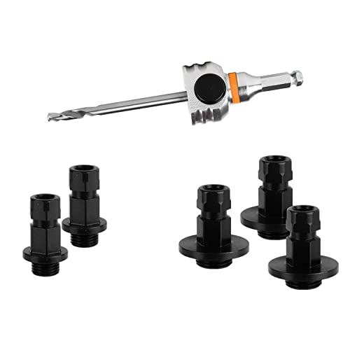 Mandrex | Lochsägen One Klick Aufnahmen Starter Set 8,5 mm Sechskant mit Zentrierbohrer lang & 5 Adapter | MX200032B von Mandrex Smart tools for every job