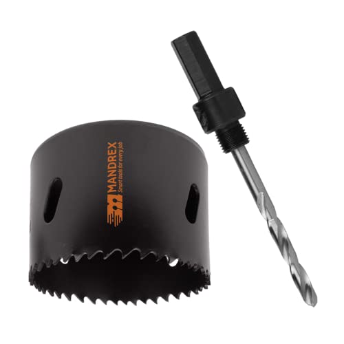 Mandrex | Bi-Metall Lochsäge EasyXcut M3 mit 45 mm Schnitttiefe für Stahl, Eisen, Holz, & PVC | MHB300025B+MX200082HSB | Ø 25 mm von Mandrex Smart tools for every job