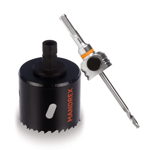 Mandrex | Bi-Metall Lochsäge EasyXcut M3 mit 45 mm Schnitttiefe für Stahl, Eisen, Holz, & PVC | MHB3Q0038B + MX200020SB | Ø 38 mm von Mandrex Smart tools for every job