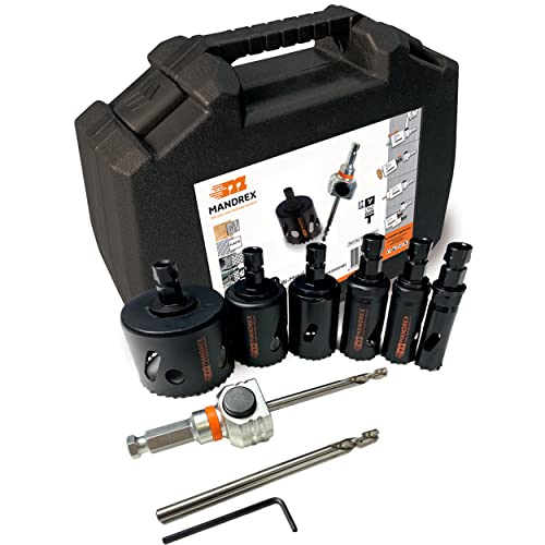 Mandrex | Lochsägen Set MHSE1002D EasyXcut 10-teilig Bi-Metall mit 45 mm Schnitttiefe für Stahl, Holz & PVC | Ø 19-68 mm von Mandrex Smart tools for every job