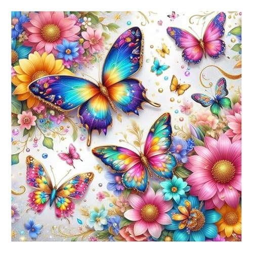 Diamond Painting Erwachsene Schmetterling Rosenblüte Diamant Painting Full DIY Diamant Kunst Malerei Stickerei Set Home Wand Dekor 30x30cm von Mandun Art