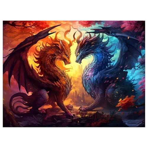 Drachen Diamond Painting Erwachsene Diamant Painting Full DIY Diamant Kunst Malerei Stickerei Set Home Wand Dekor 30x40cm von Mandun Art