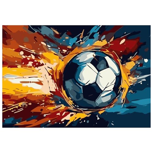 Fußball Malen nach Zahlen, Malen nach Zahlen Erwachsene, Paint by Numbers Adult, DIY Handgemalt Ölgemälde für Home Décor Geschenk 40x40cm von Mandun Art