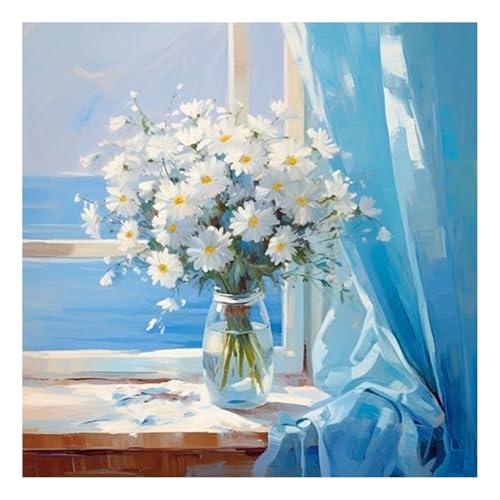 Gänseblümchen Diamond Painting Erwachsene Blume Fensterbank Diamant Painting Full DIY Diamant Kunst Malerei Stickerei Set Home Wand Dekor Geschenk 30x30cm von Mandun Art