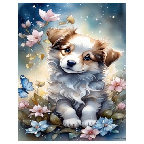 Hund Diamond Painting Erwachsene Welpe Diamant Painting Full DIY Diamant Kunst Malerei Stickerei Set Home Wand Dekor 30x40cm von Mandun Art