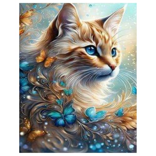 Katze Diamond Painting Erwachsene Katze Diamant Painting Full DIY Diamant Kunst Malerei Stickerei Set Home Wand Dekor 30x40cm von Mandun Art