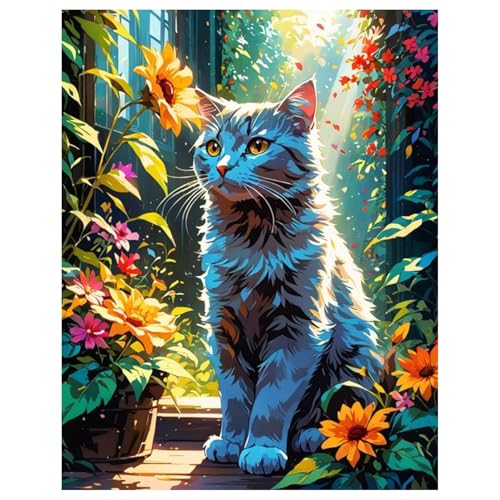 Katze Diamond Painting Erwachsene süße Katze Diamant Painting Full DIY Diamant Kunst Malerei Stickerei Set Home Wand Dekor 30x40cm von Mandun Art