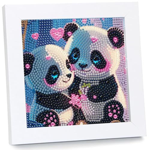 Panda Diamond Painting Kinder Mit Rahmen Panda Diamant Painting Bilder Kinder DIY Mosaikherstellung Arts Craft für Home Wand Decor Geschenk 18x18cm von Mandun Art