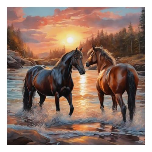 Pferd Diamond Painting Erwachsene Pferd Diamant Painting Full DIY Diamant Kunst Malerei Stickerei Set Home Wand Dekor 35x35cm von Mandun Art