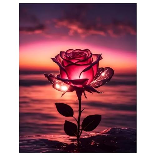 Rose Diamond Painting Erwachsene Rote Rosenblüte Diamant Painting Full DIY Diamant Kunst Malerei Stickerei Set Home Wand Dekor Geschenk 30x40cm von Mandun Art