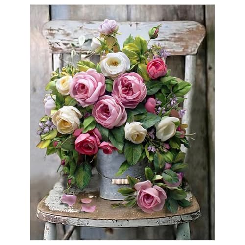 Rose Diamond Painting Erwachsene Stuhlblume Diamant Painting Bilder Full DIY Diamant Kunst Malerei Stickerei Set Home Wand Dekor Geschenk 30x40cm von Mandun Art