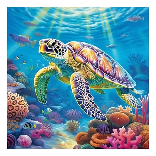 Schildkröte Diamond Painting Erwachsene Meeresschildkröte Diamant Painting Full DIY Diamant Kunst Malerei Stickerei Set Home Wand Dekor 30x30cm von Mandun Art