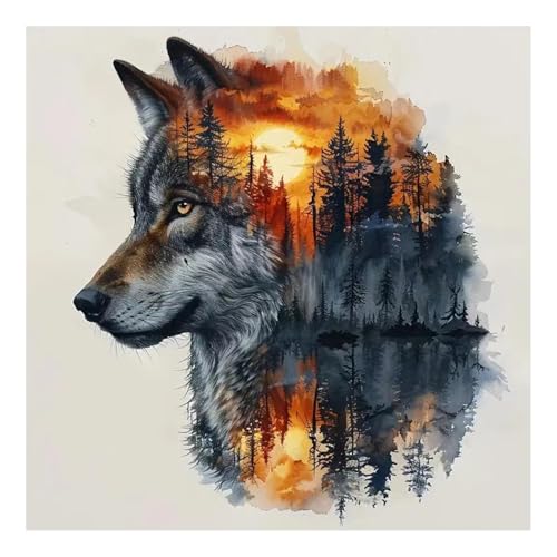 Wolf Malen nach Zahlen, Malen nach Zahlen Erwachsene, Paint by Numbers Adult, DIY Handgemalt Ölgemälde für Home Décor Geschenk 40x40cm von Mandun Art