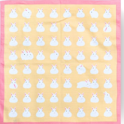 Manekineko-Ai Furoshiki Wickeltuch, 100 % Baumwolle, Lunch-Tuch, Bento, Usagi, Kaninchen, Rosa, Creme, hergestellt in Japan, 49,8 x 49,8 cm von Manekineko-Ai