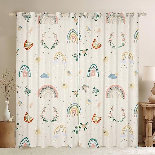 Cartoon Regenbogen Vorhang S Größe Kinder Mädchen Frauen Aquarell Blume Vorhänge Kawaii Streifen Polka Dots Fenster Vorhänge Jungen Erwachsenenzimmer Dekor Boho Pflanzen Fenster Behandlung Vorhänge von Manfei