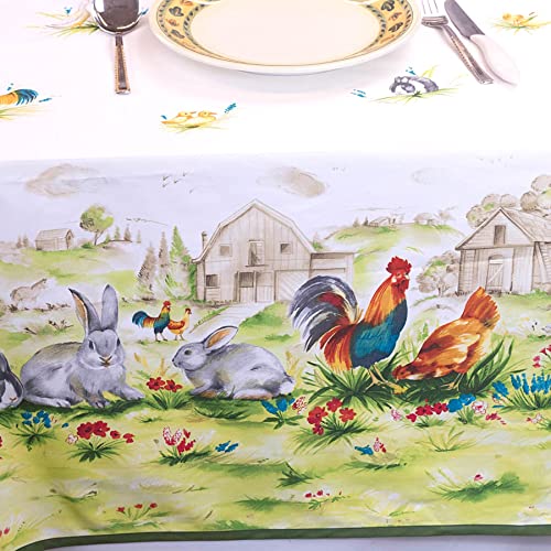 Manifattura Tessile Tischdecke mit Aquarell-Design, Reiner Baumwolle, Italienischer Fantasy-Druck - Bauernhof, Oval x6 180 Manifattura Tessile Tischdecke mit Aquarell-Design, Reiner Baumwolle, Italienischer Fantasy-Druck - Bauernhof, Oval x6 180 von Manifattura Tessile