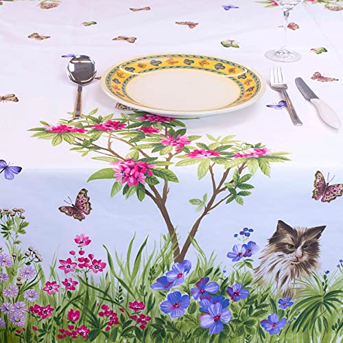 Manifattura Tessile - Tischdecke mit Aquarell-Design, Reiner Baumwolle, Italienischer Fantasy-Druck - Hunde Katzen, Oval x6 180 von Manifattura Tessile